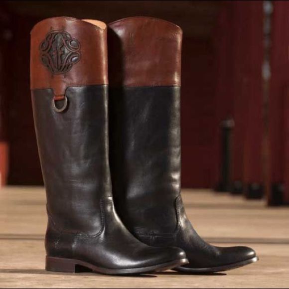 Frye Shoes - NWT Frye Melissa Logo Two Tone Knee High Boots sz. 11